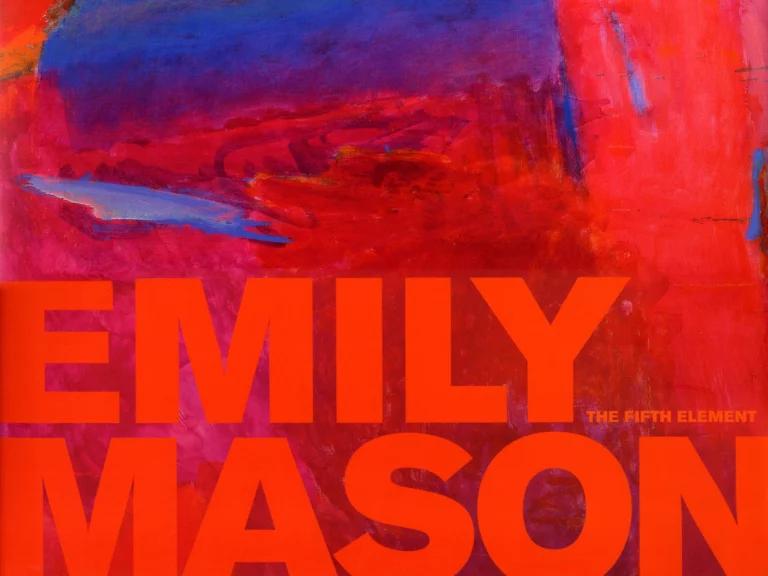 Image of a book cover with a red abstract painting, and the red text "Emily Mason" and "The Fifth Element" at the bottom.