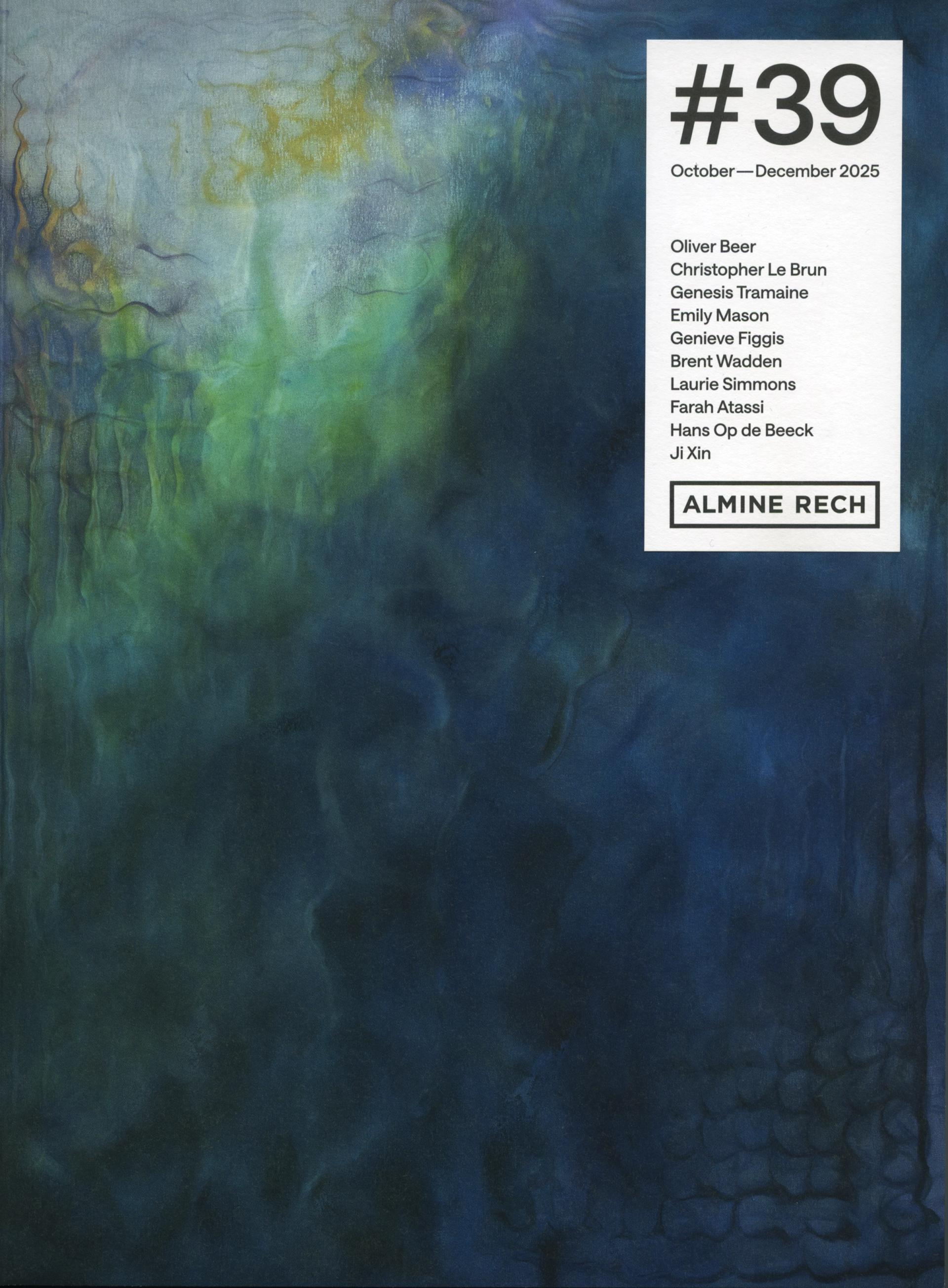 Book cover with an image of a blue and green abstract painting, with a text box on the upper-right hand corner of black text on a white background